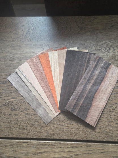 10x Echtholz Furnier 20x10 cm | 0,4 mm Furnier Mix | Holz zum Lasern | Bastelholz | Intarsien | Holzschmuck DIY | Modellbau