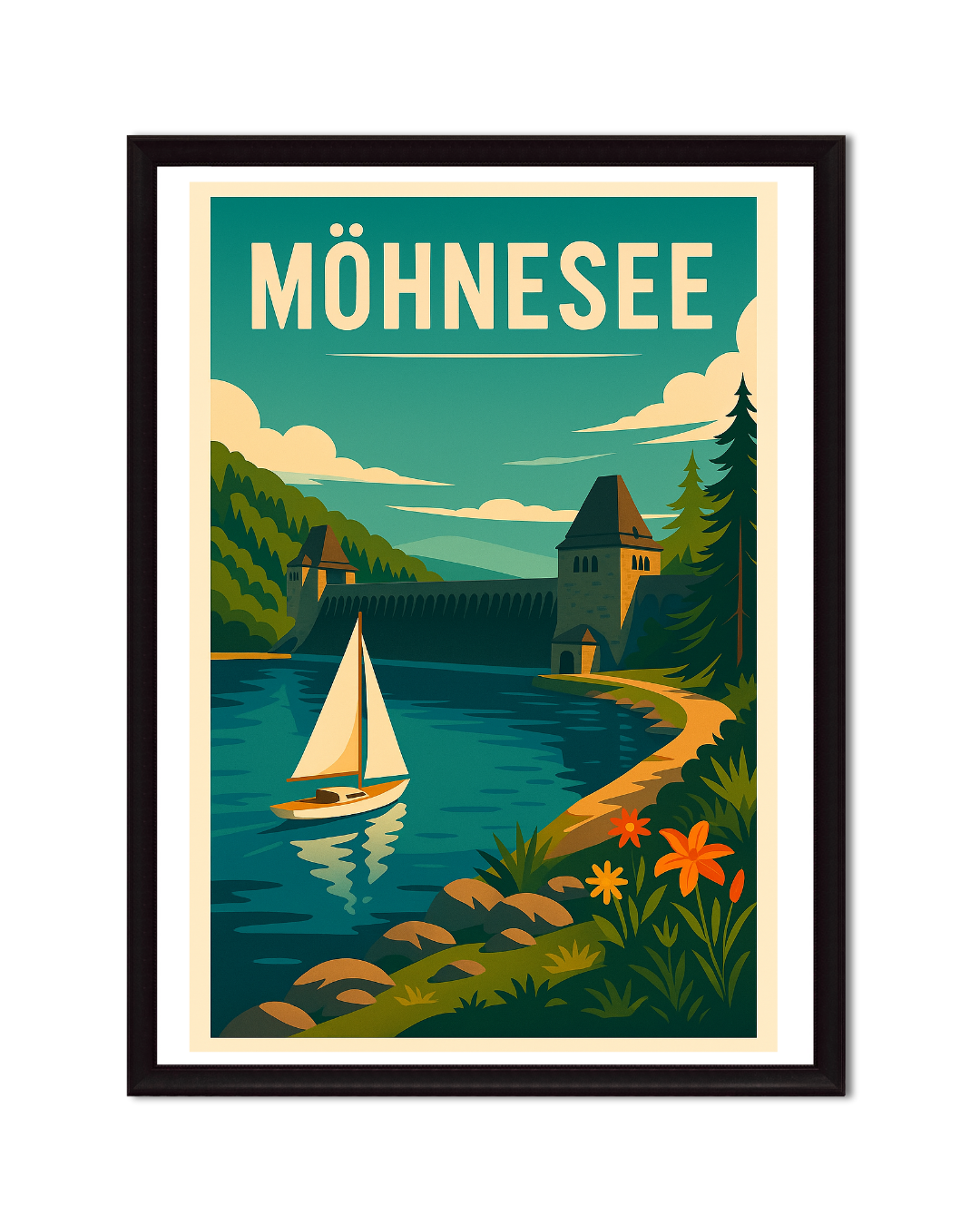 Eingerahmte Bilder vom Sauerland im Retro-Stil