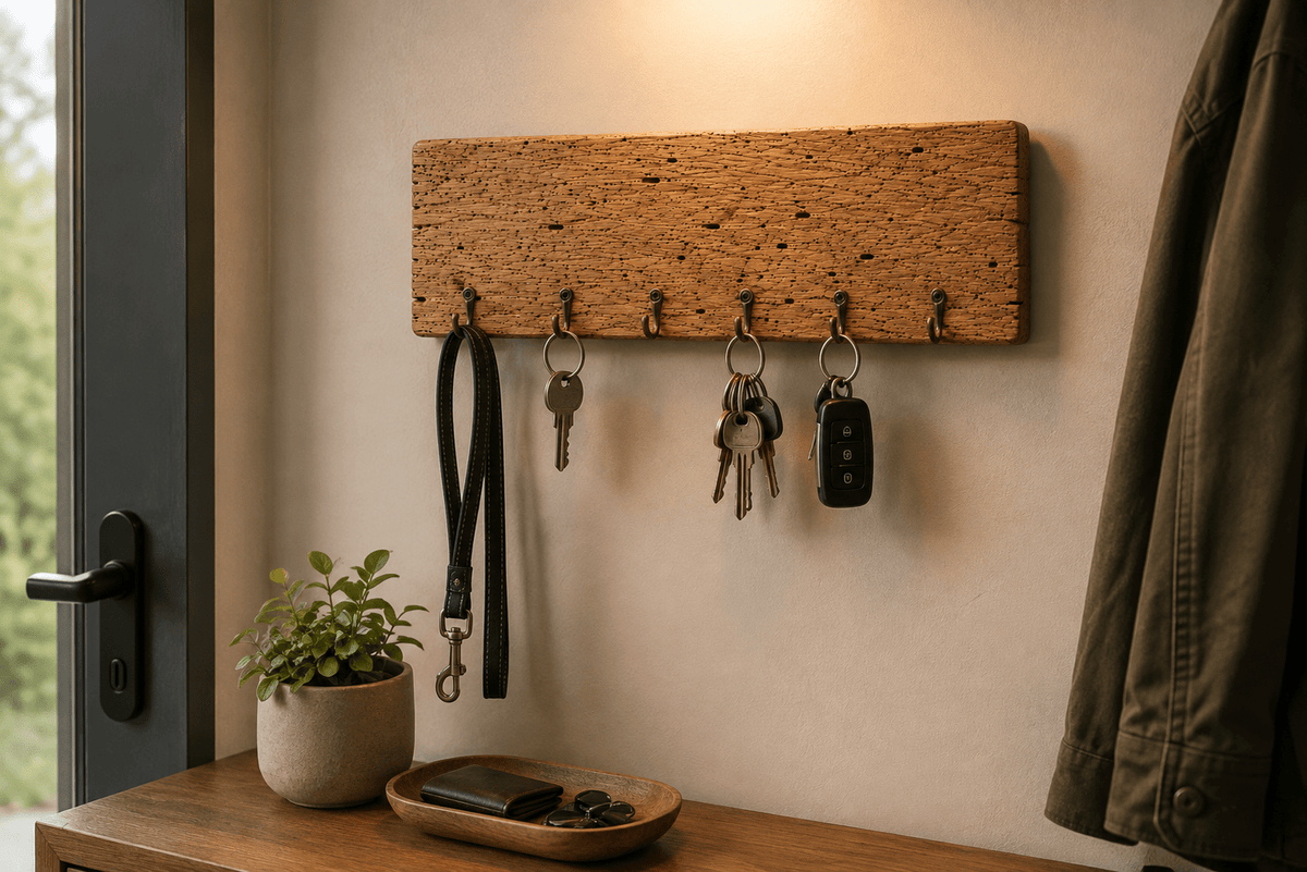Schlüsselbrett aus Wurmeiche – 6 Haken | 50 × 20 cm - Wood-24