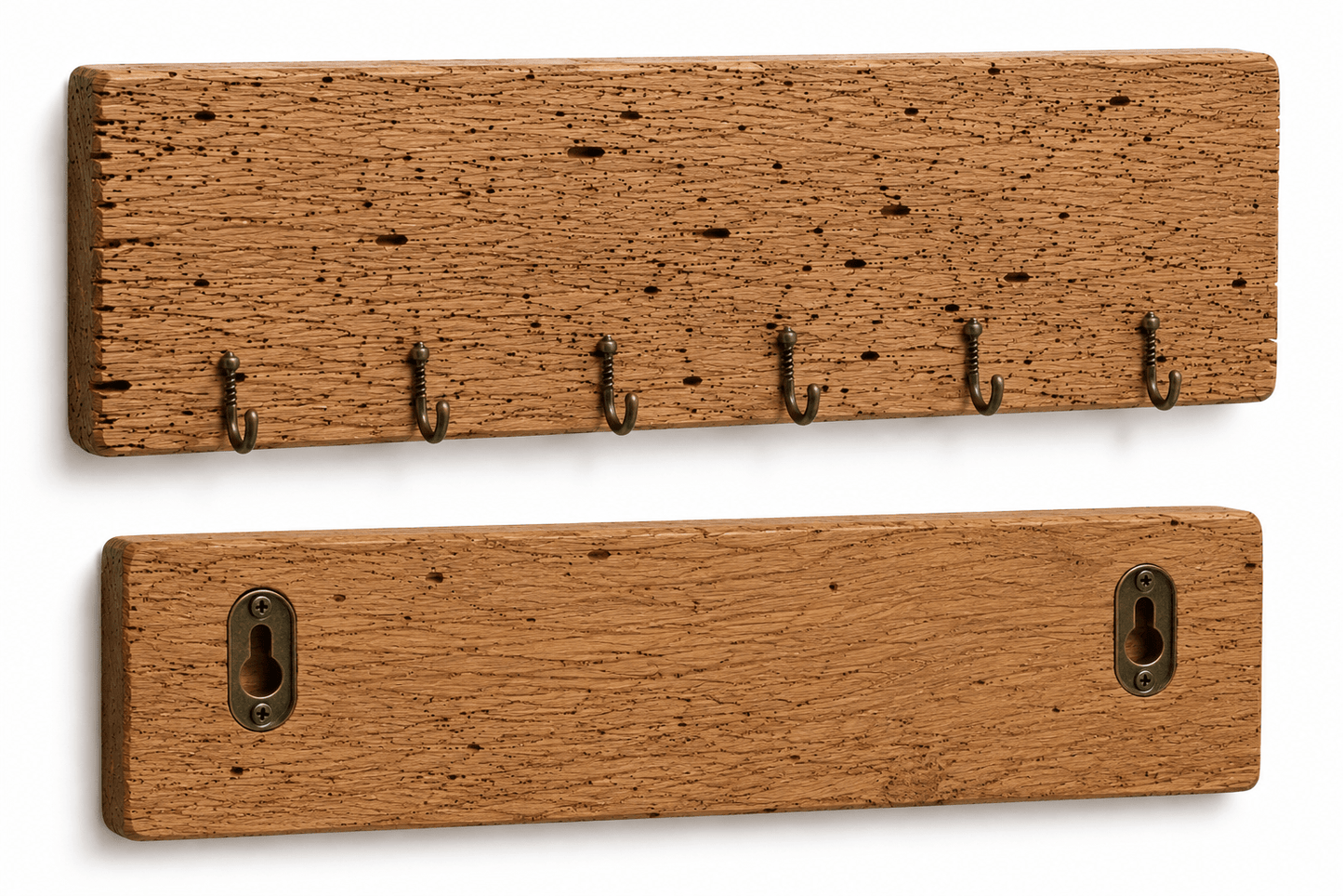 Schlüsselbrett aus Wurmeiche – 6 Haken | 50 × 20 cm - Wood-24