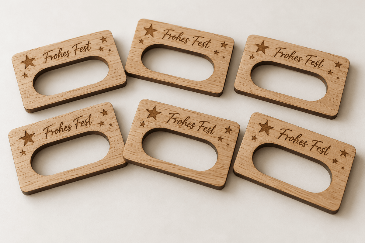 Serviettenstern – Weihnachtliche Serviettenhalter im 6er-Set – Produktansicht mit Beispielgestaltung