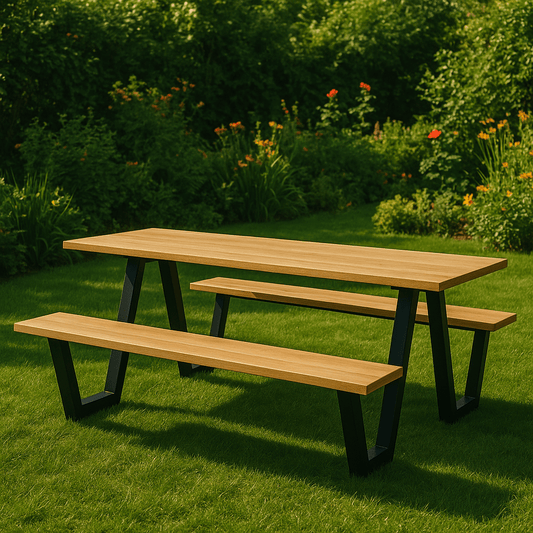 Sitzbank mit Tisch - Gartenbank & Tisch Set - Waldbank - Woodequipment24