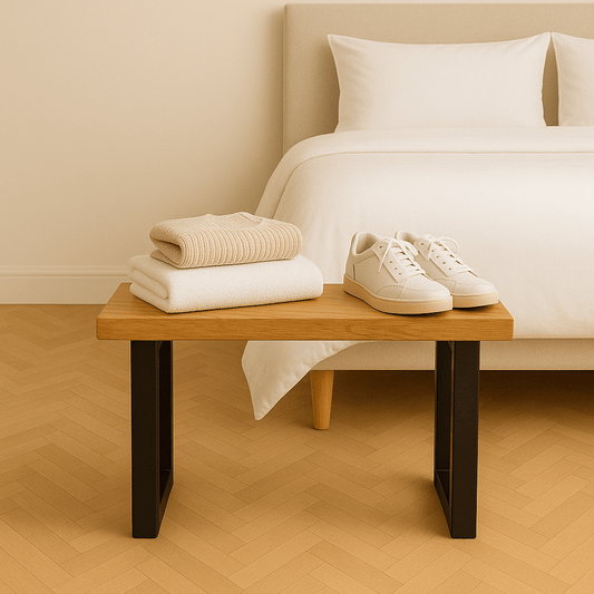 Skandinavischer Eichenhocker / Bad - Hocker – Massivholz & Metall - Woodequipment24