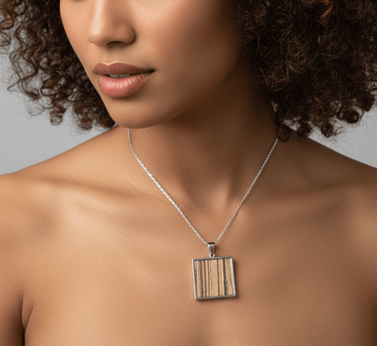 SMV - Edelstahlhalskette mit Zebrano - Holz - Woodequipment24