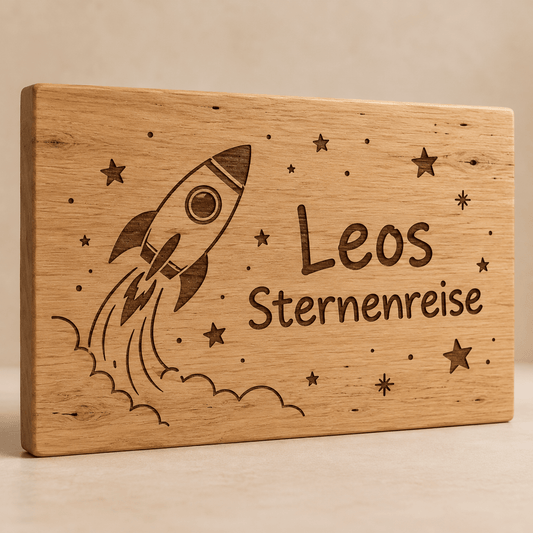 Sternenreise – Kinderzimmer-Wandschild Rakete, Produktansicht; digitale Gestaltungsvisualisierung