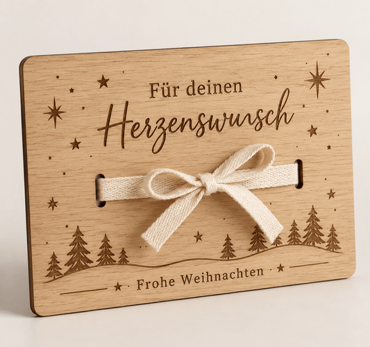 Sternenwunsch – Weihnachts-Geldgeschenk mit Band – Produktansicht mit Beispielgestaltung