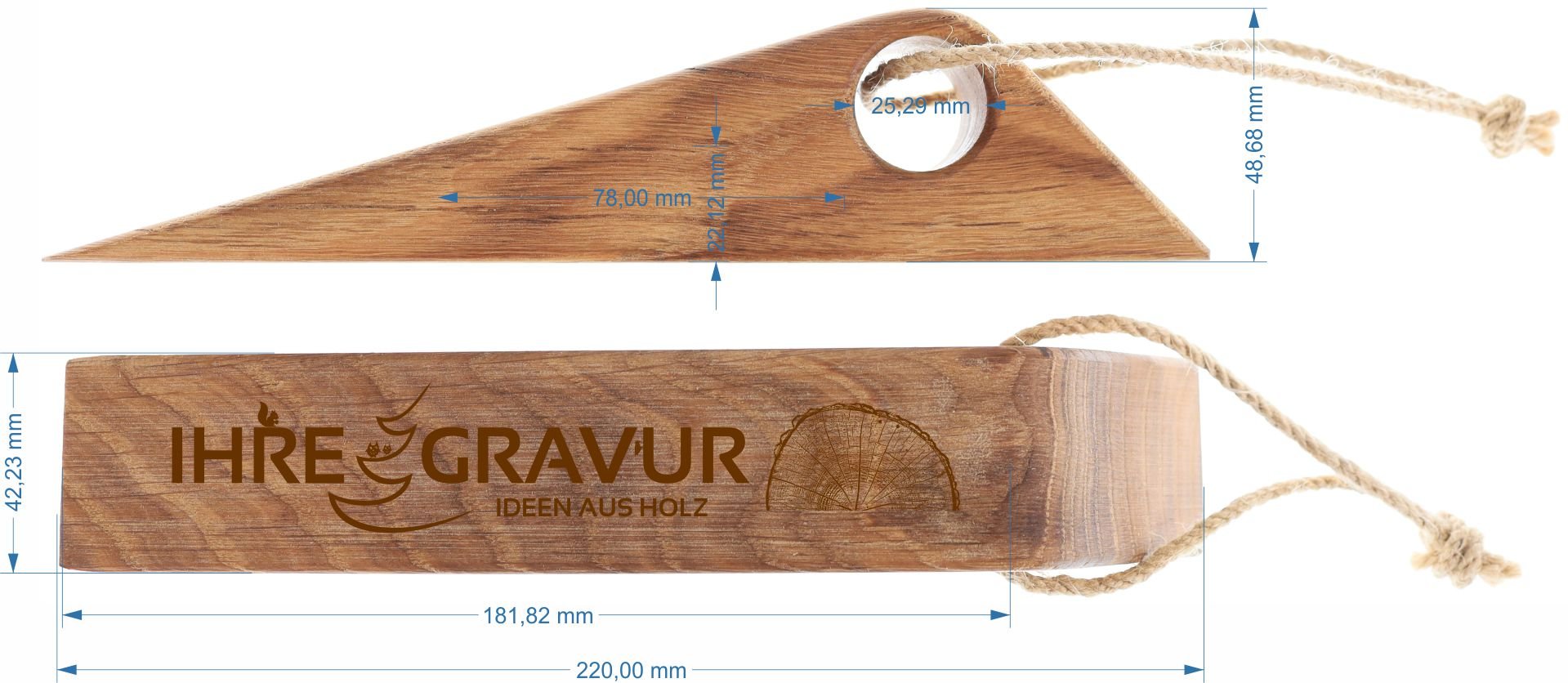 Türkeil "Stopi" mit Hanfkordel *PERSONALISIERBAR* - Woodequipment24