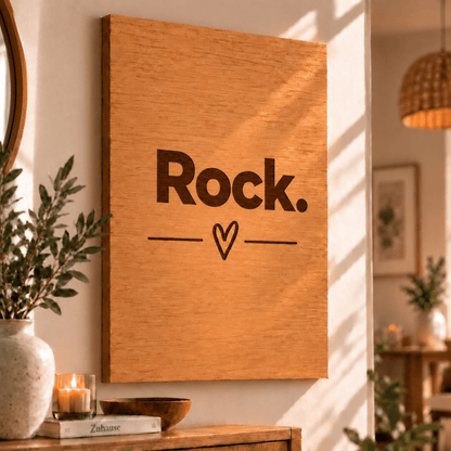 Wandbild aus Eichenfurnier – 50 × 70 cm | Lasergravur Rock - Wood-24