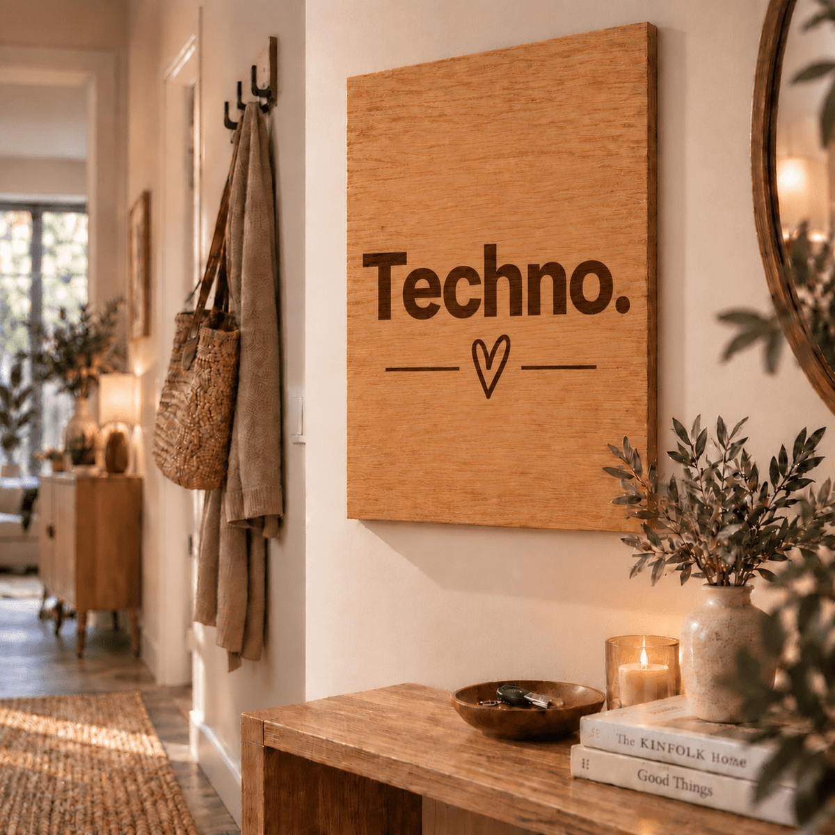 Wandbild aus Eichenfurnier – 50 × 70 cm | Lasergravur Techno - Wood-24