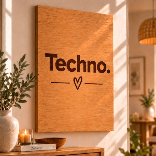 Wandbild aus Eichenfurnier – 50 × 70 cm | Lasergravur Techno - Wood-24
