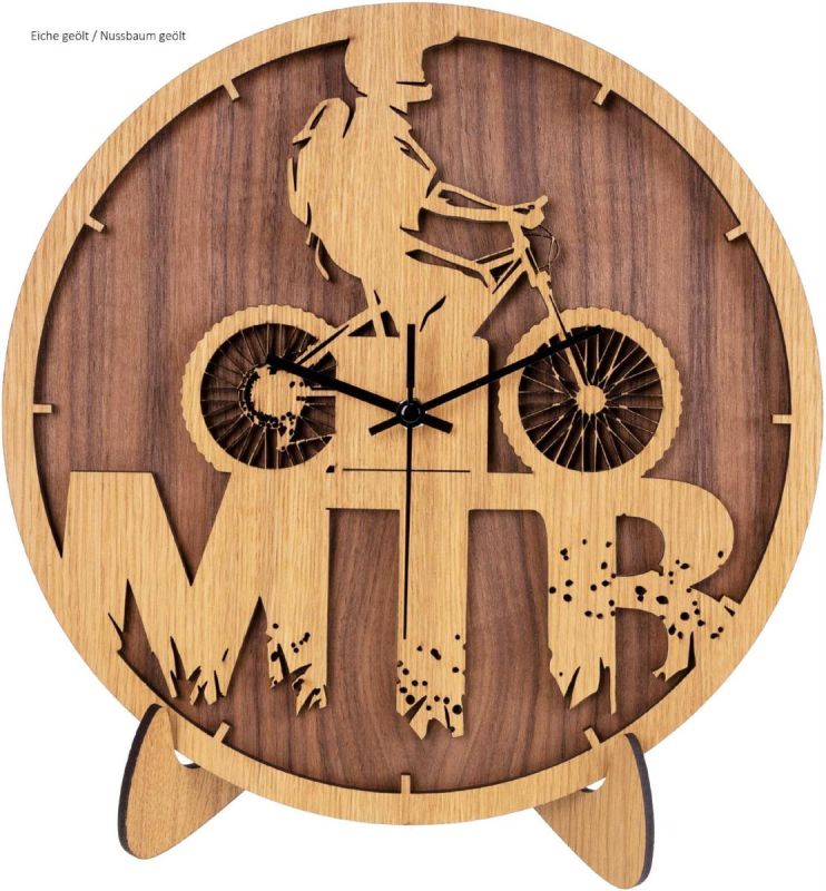 Wanduhr "Mountainbiker" - Woodequipment24