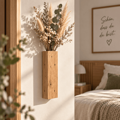 Wandvase „Naturstück“ aus Wurmeiche – handgefertigte Holzvase - Wood-24