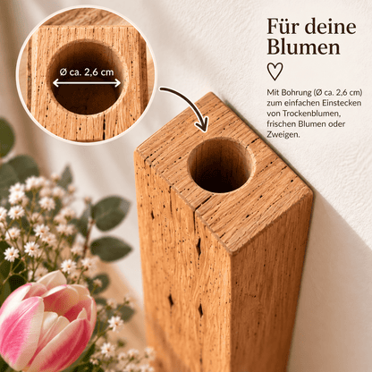 Handgefertigte Wandvase Naturstück aus Wurmeiche – weiteres Produktbild 5