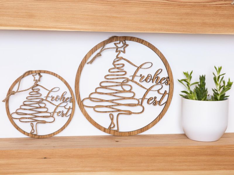 Weihnachtsdeko 3er Set Fensterdekoration, Frohe Weihnachten Schild - Woodequipment24