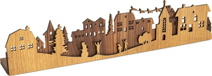 Weihnachtsdorf - Adventskranz - Fensterbild - Woodequipment24