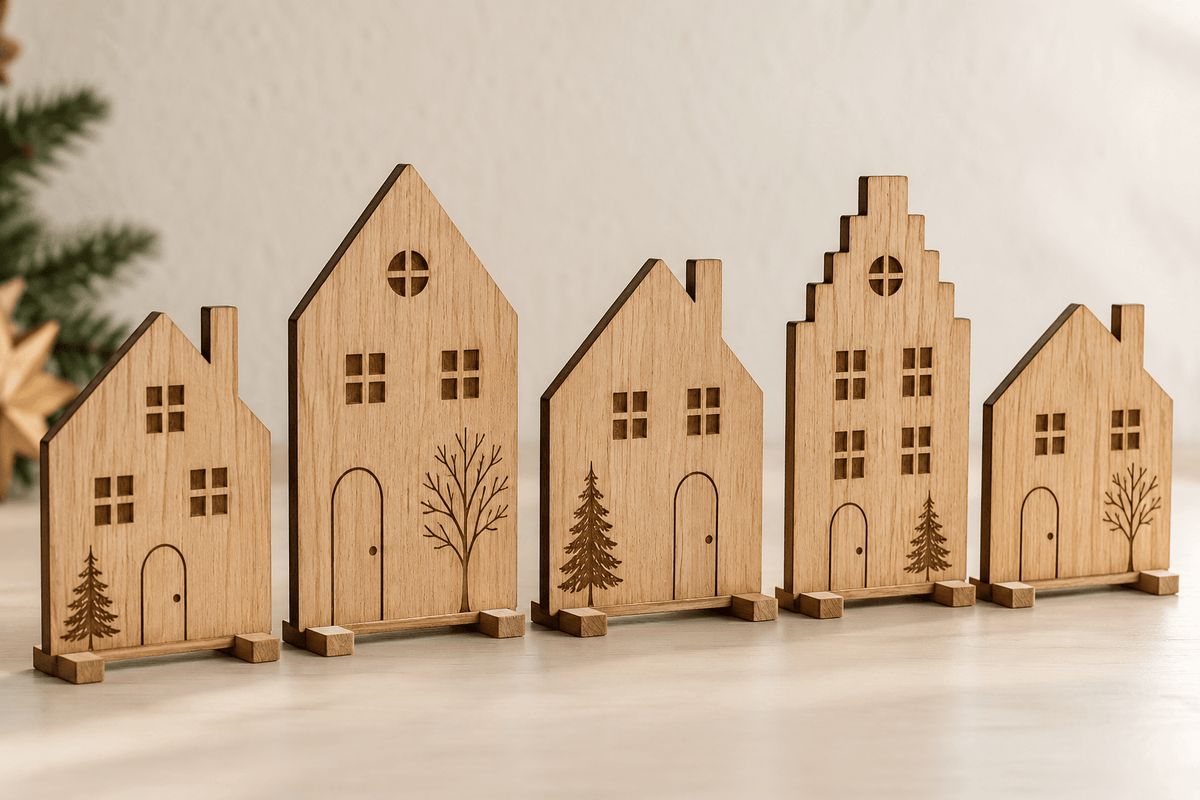 Weihnachtsstadt – Geradliniges Weihnachtsdorf zum Aufstellen – Produktansicht mit Beispielgestaltung