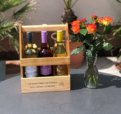 Weinflaschenkiste - träger "Vinoexpress" *PERSONALISIERBAR* - Woodequipment24