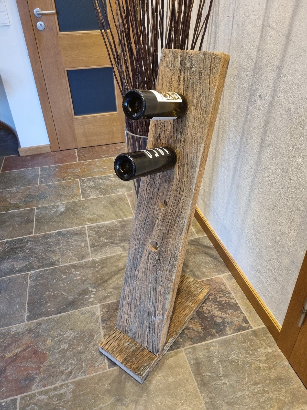 Weinständer "Viwo" aus Eichen - Altholzbalken - Woodequipment24