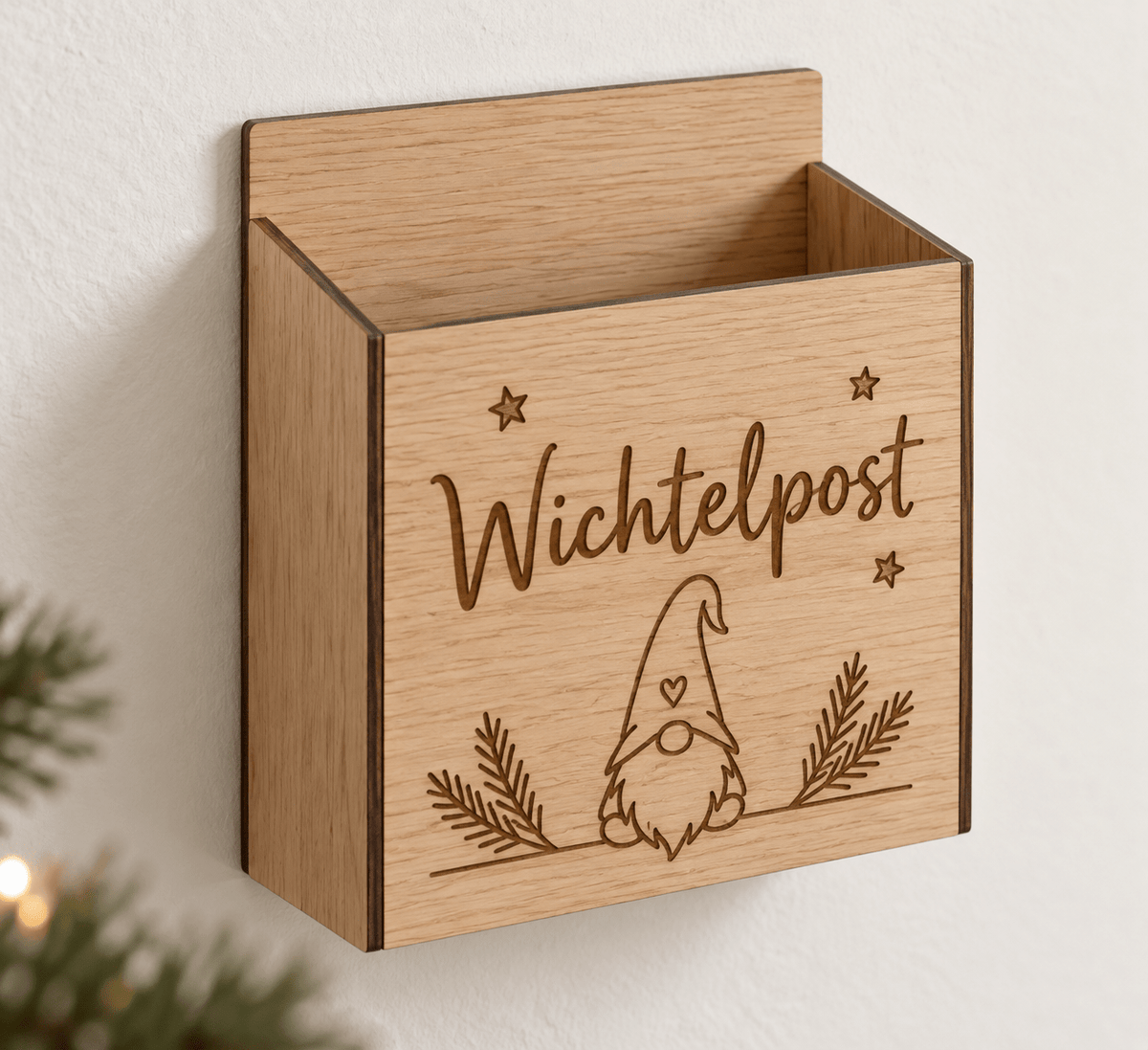 Wichtelpost – Mini-Briefkasten für die Wichtelecke – Produktansicht mit Beispielgestaltung