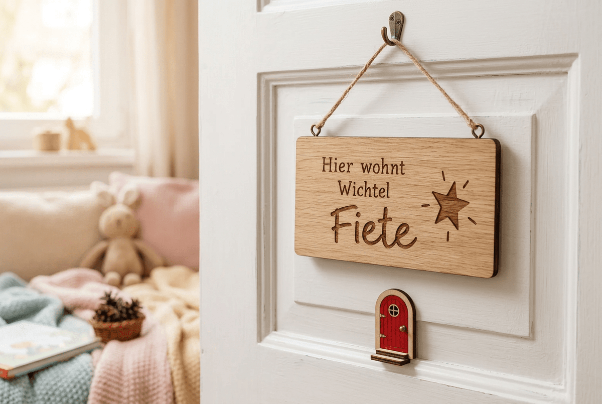 Wichteltürschild – Mini-Türschild für die Wichtelecke - Wood-24
