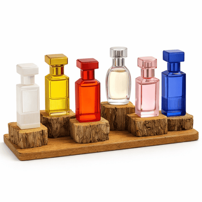 Wood - 24 Parfüm Organizer aus Eiche – Rustikales Holz - Display für 3, 6 oder 9 Parfümflaschen – Handgefertigter Parfümständer für Bad & Schminktisch – Natürliche Badezimmer Dekoration - Woodequipment24