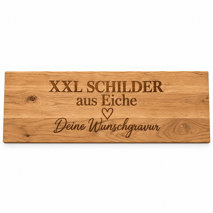 XXL Holzschild aus Eiche – personalisiert mit Wunschgravur, Logo oder Text - Wood-24