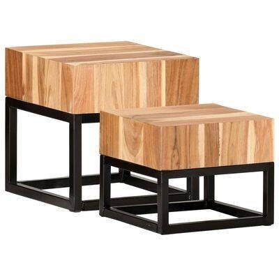 Design Set Couchtisch Beistelltisch mit Metallgestell - Woodequipment24