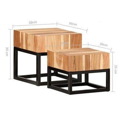 Design Set Couchtisch Beistelltisch mit Metallgestell - Woodequipment24