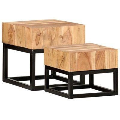 Design Set Couchtisch Beistelltisch mit Metallgestell - Woodequipment24