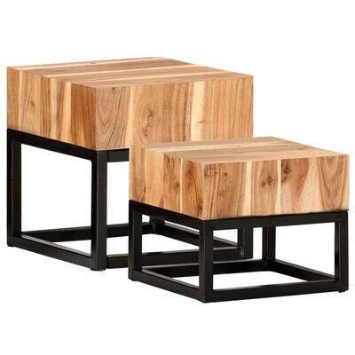 Design Set Couchtisch Beistelltisch mit Metallgestell - Woodequipment24