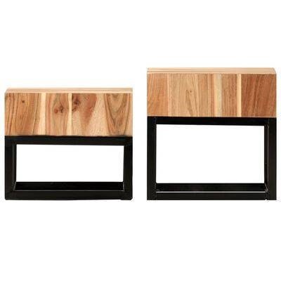 Design Set Couchtisch Beistelltisch mit Metallgestell - Woodequipment24