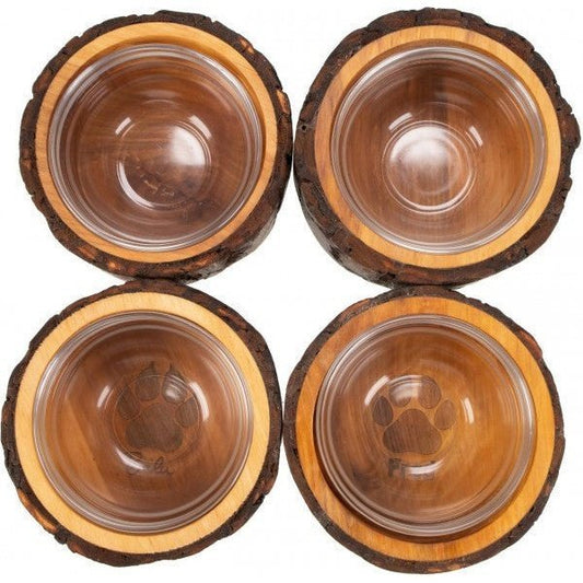 Futternapf/Fressnapf "Miauwau" für Hunde und Katzen mit Lasergravur *PERSONALISIERBAR* - Woodequipment24