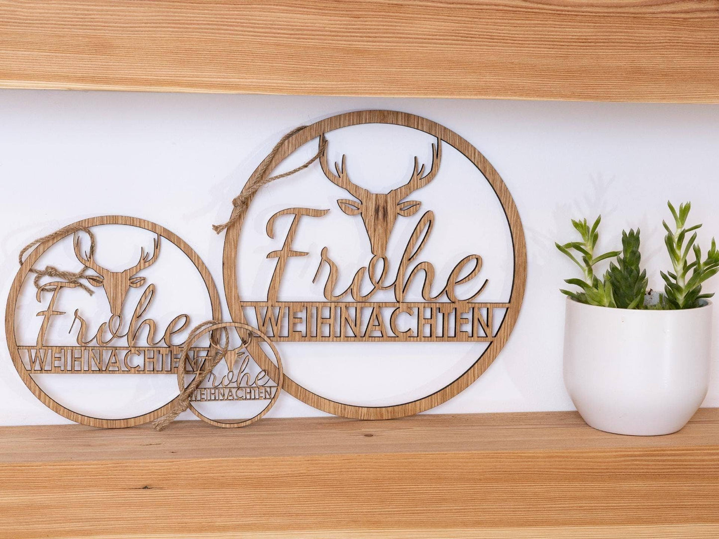 Weihnachtsdeko 3er Set Fensterdekoration, Frohe Weihnachten Schild - Woodequipment24