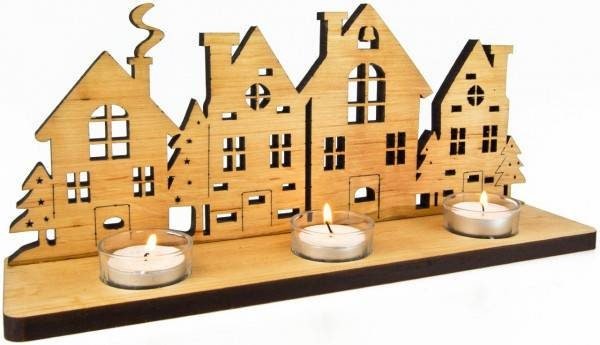 Weihnachtsdorf Holz, Fensterdekoration, Tischdeko gemütlich, schön und modern, - Woodequipment24